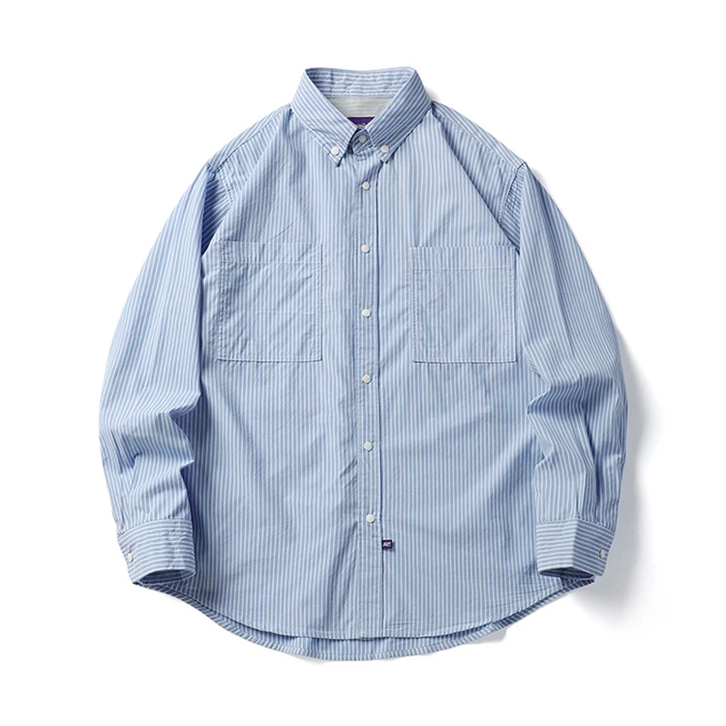 

25SS Japanese Washed Vintage Checkered Long Sleeved Shirt for Men Spring Loose Silhouette Striped Fine Checkered Shirt