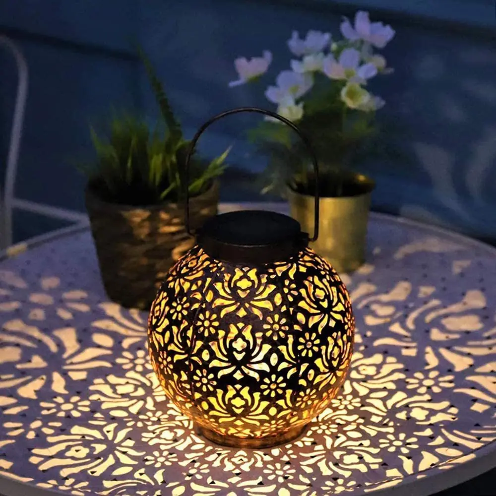 

Outdoor Solar Lamp Iron Epiphyllum Hollow Projection Portable Hanging Lamp Garden Lawn Courtyard Decorative Lamps