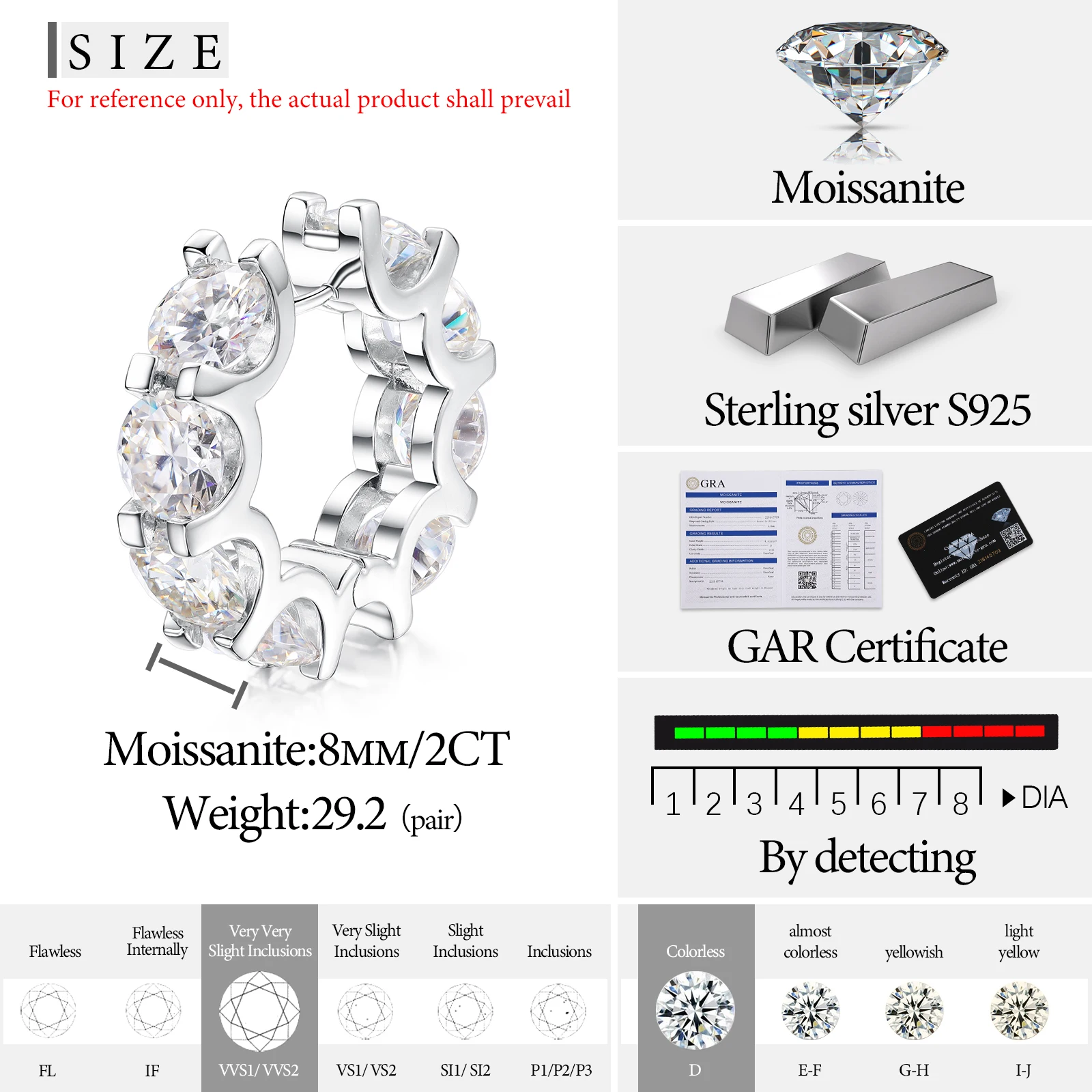 Fine Jewelry Moissanite Luxury Earrings 925 Silver For Women Sterling Silver Earring