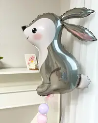 4pcs large rabbit shaped aluminum film balloons, Easter rabbit decoration, forest animal themed birthday party supplies, decorat