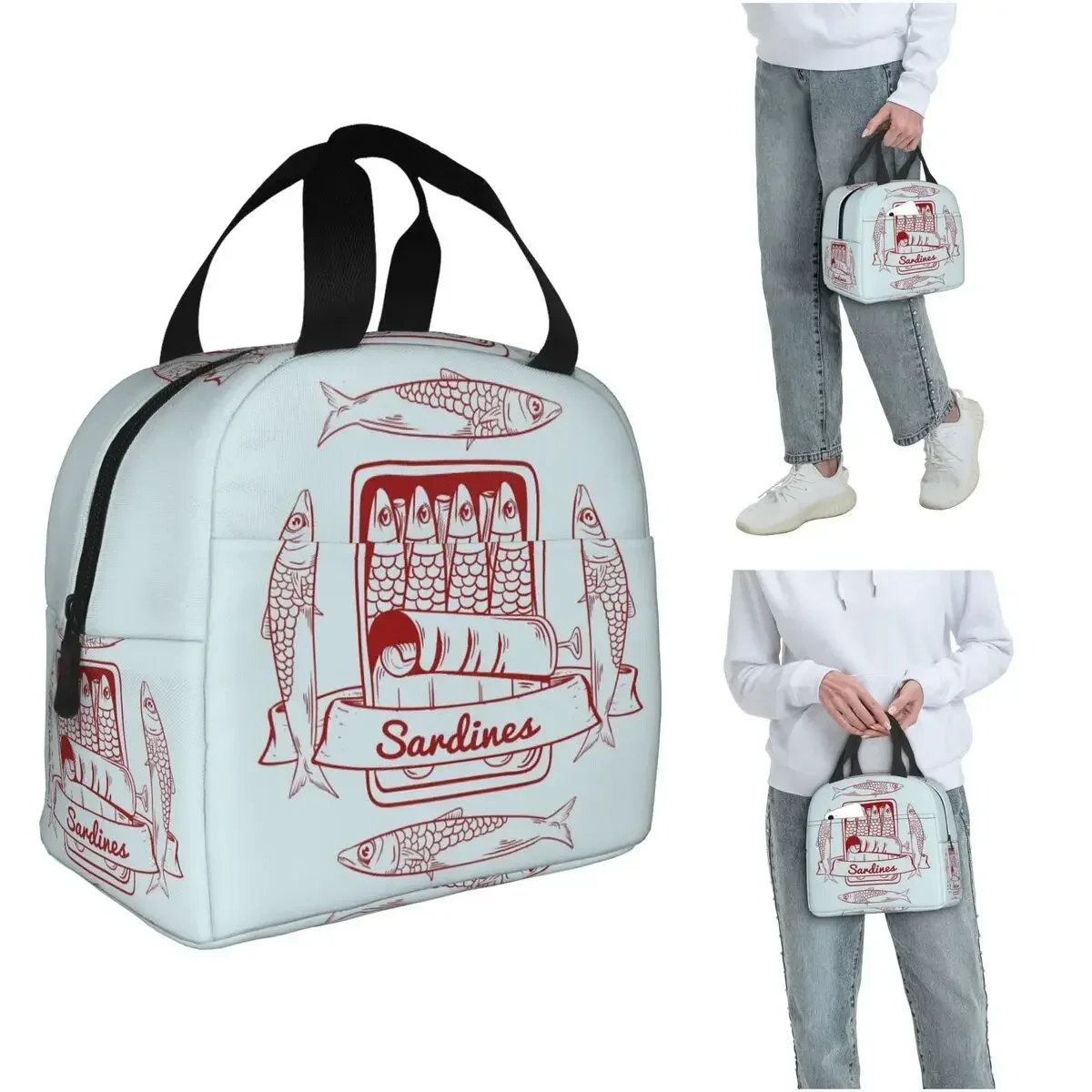 Tin Of Sardin Insulated Lunch Bag for Women Children Leakproof Food Boxes Thermal Lunch Box Tote