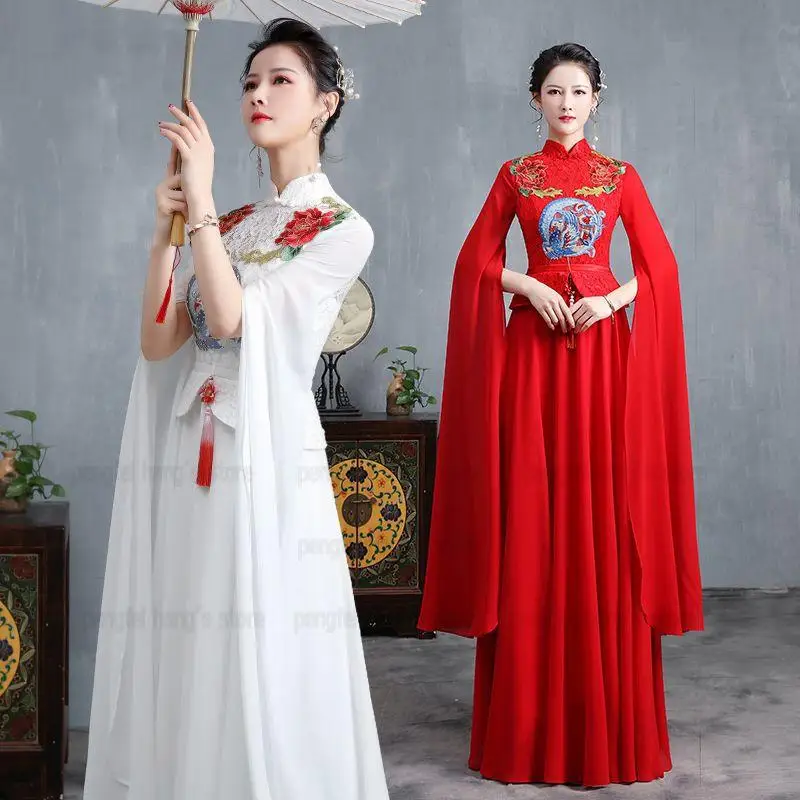 

2025 New Chinese Style Evening Dress Cheongsam Fashion Show Team Stage Long Qipao Plus Size 3Xl Chinese Style Dress for Women