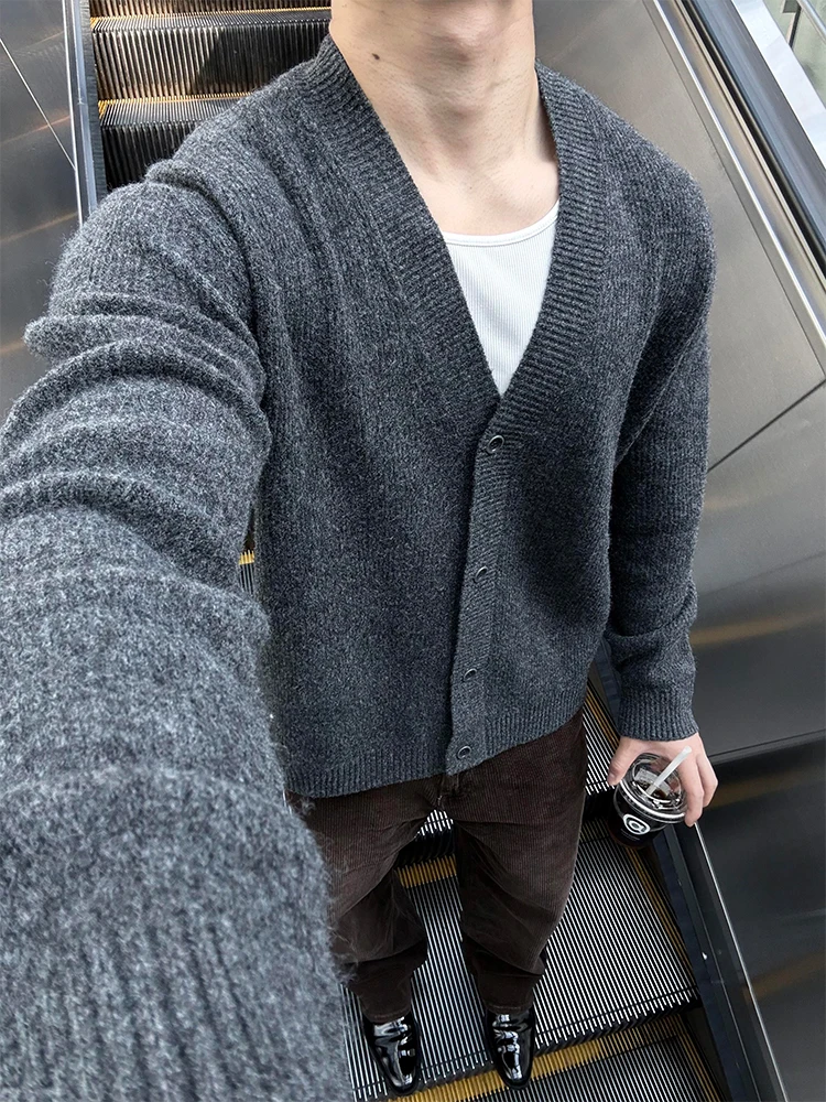 

Deep ey V-Ne Knitted Open Cardigan Men's Autumn Winter Loose Casual Sle Long Sve Sweater Regular Fit Comfortable