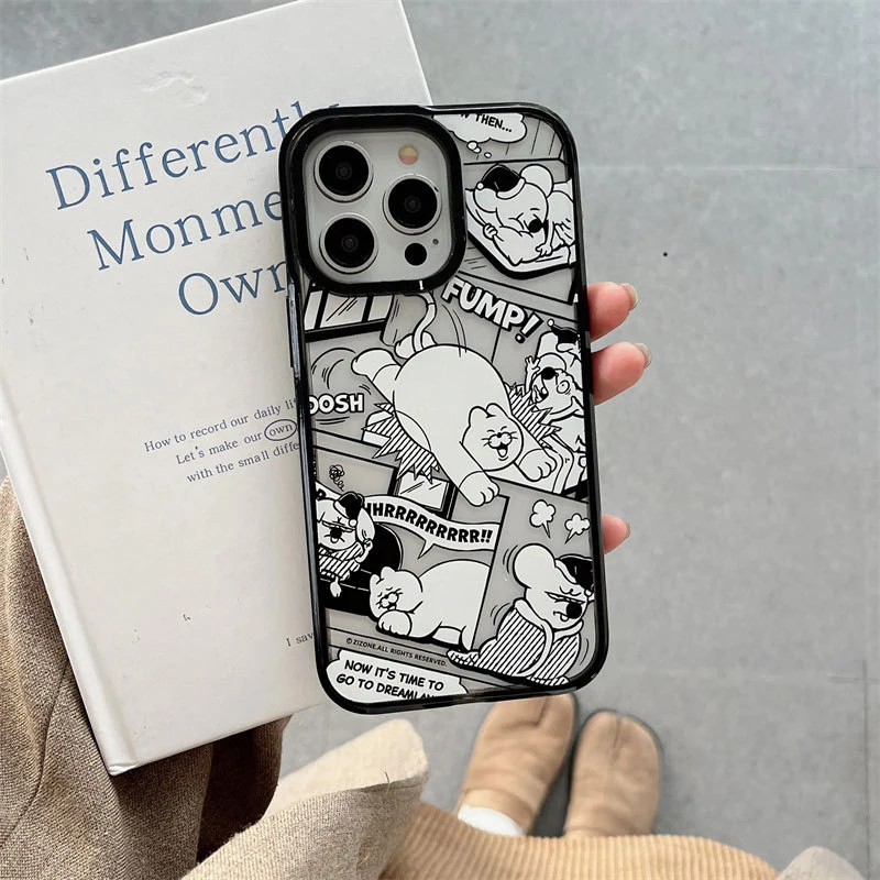 Акриловый чехол для телефона с милым мультяшным котом, чехол для IPhone 11 12 13 14 15 Pro Max, чехол для IPhone 15 ProMax