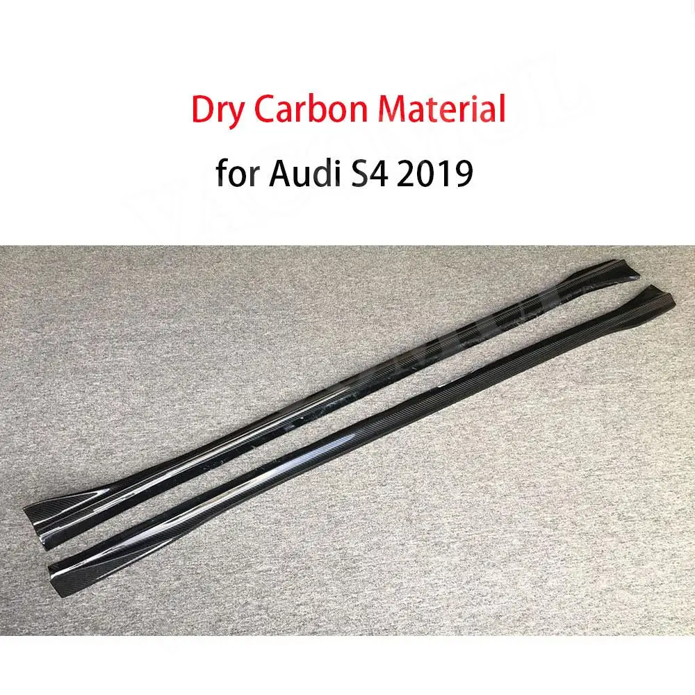 VACOMUL Dry Carbon Side Skirts Spoiler For Audi A4 Sline Sport S4 Sedan B10 2019 2020 FRP Door Bumper Lip Covers Car Styling FRP