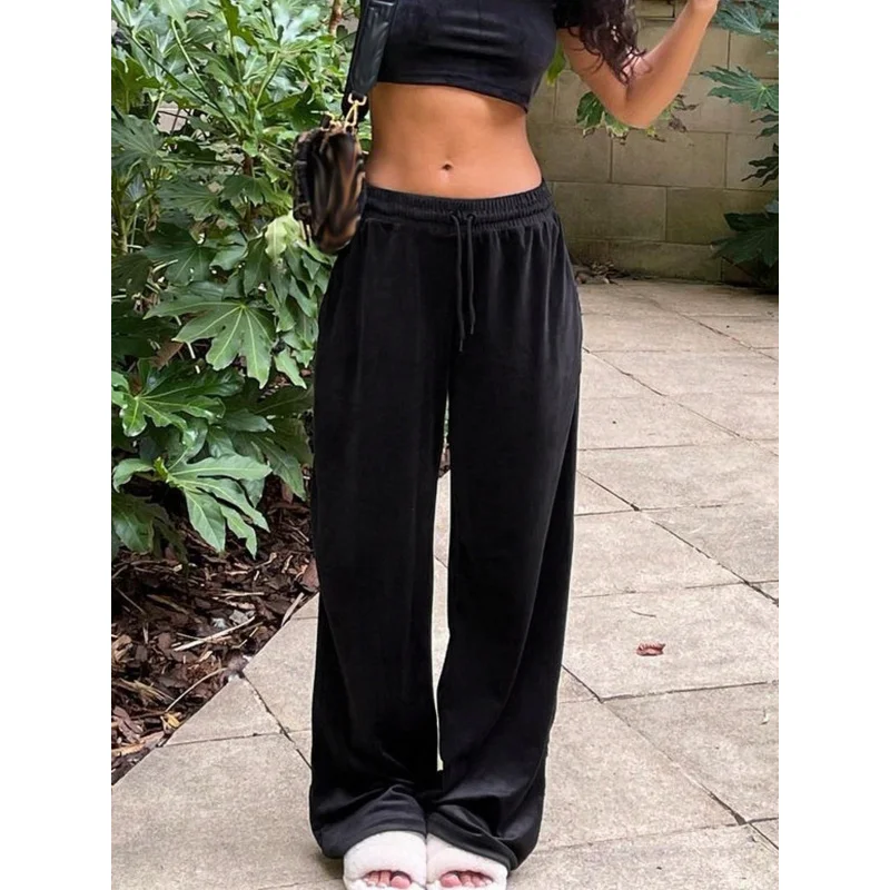 

YQ1-International Station Hot-Selling Simple Comfortable Casual Pants Autumn Winter New Korean Velvet Loose Draped Long Pants