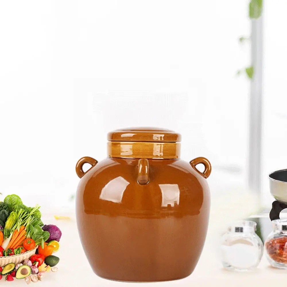 Large Capacity Ceramic Pickle Jar Sealed Ceramic /Mason Lid Pickels Making Containers Easy To Clean Smooth Surface - view 4