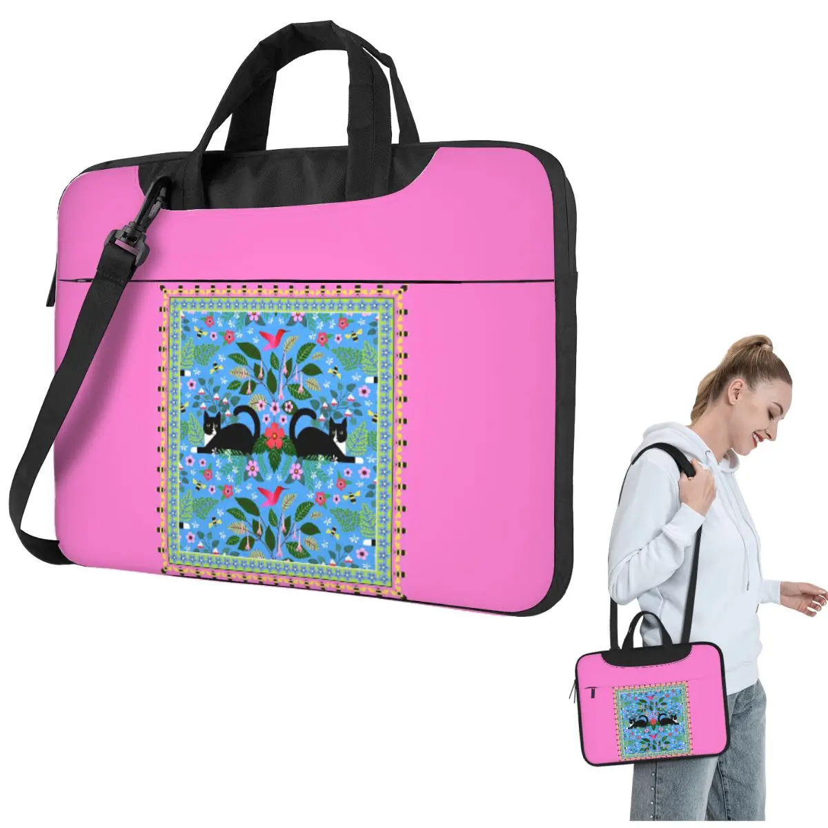 

Katie And The Hummingbird Crossbody Laptop Bag Case Computer Bag 13 14 15.6 Inch Notebook Pouch for Lenovo