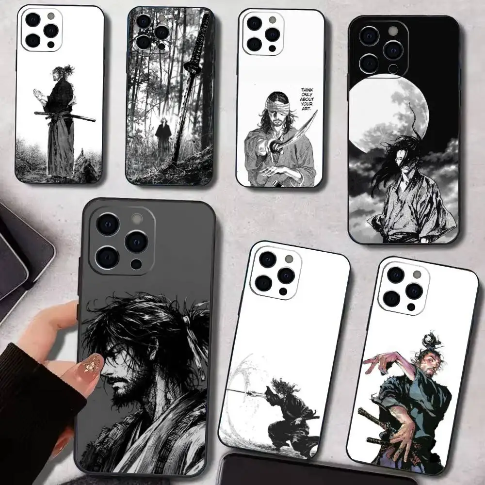 

Miyamoto V-Vagabond M-Musashi Phone Case For IPhone 17,16,15,14,13,12,11,Plus,Pro,Max,Plus,XS,soft case Black silicone