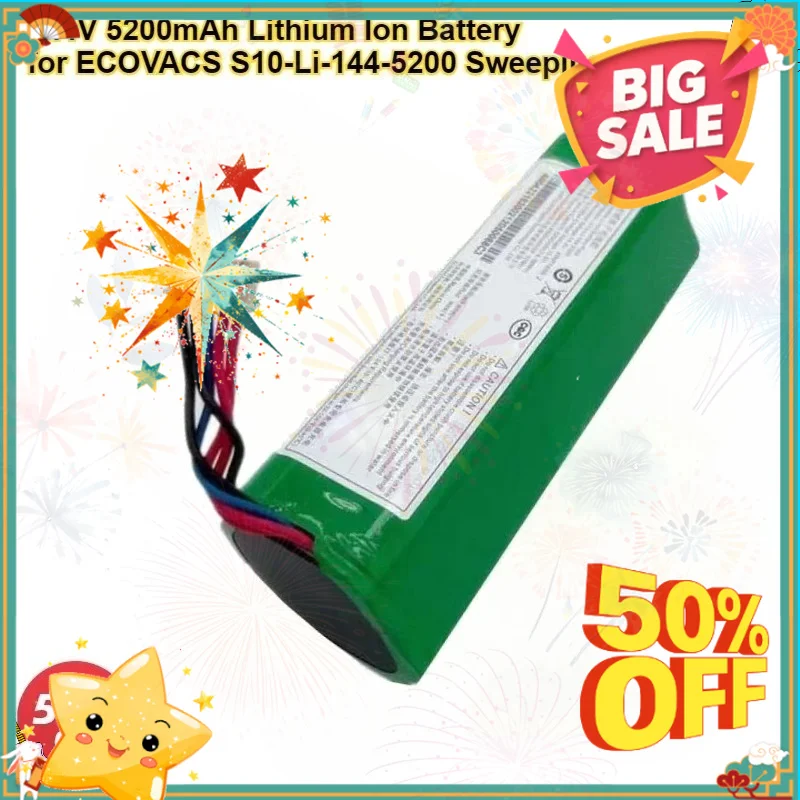 SWZY 14.4V 5200mAh  S10-Li-144-5200 Lithium Ion Battery for ECOVACS X1 T5 T8 T9 T10 T20 DX65 DX93 DX96 DX11 DX13 N8 Sweeping Rob