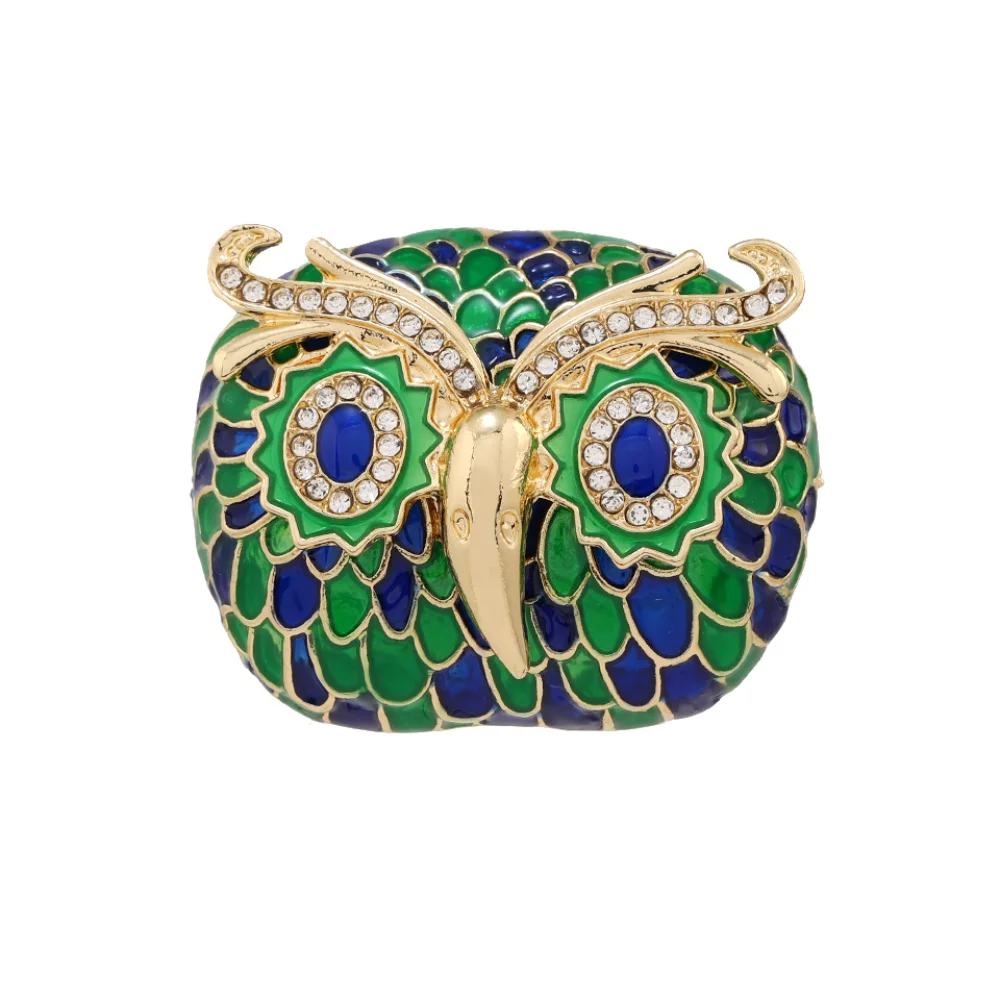 Vintage Enamel Owl Brooch Full Drip Oil Pin Workplace Commuting Suit Coat Temperament Pins Decoration Accessories