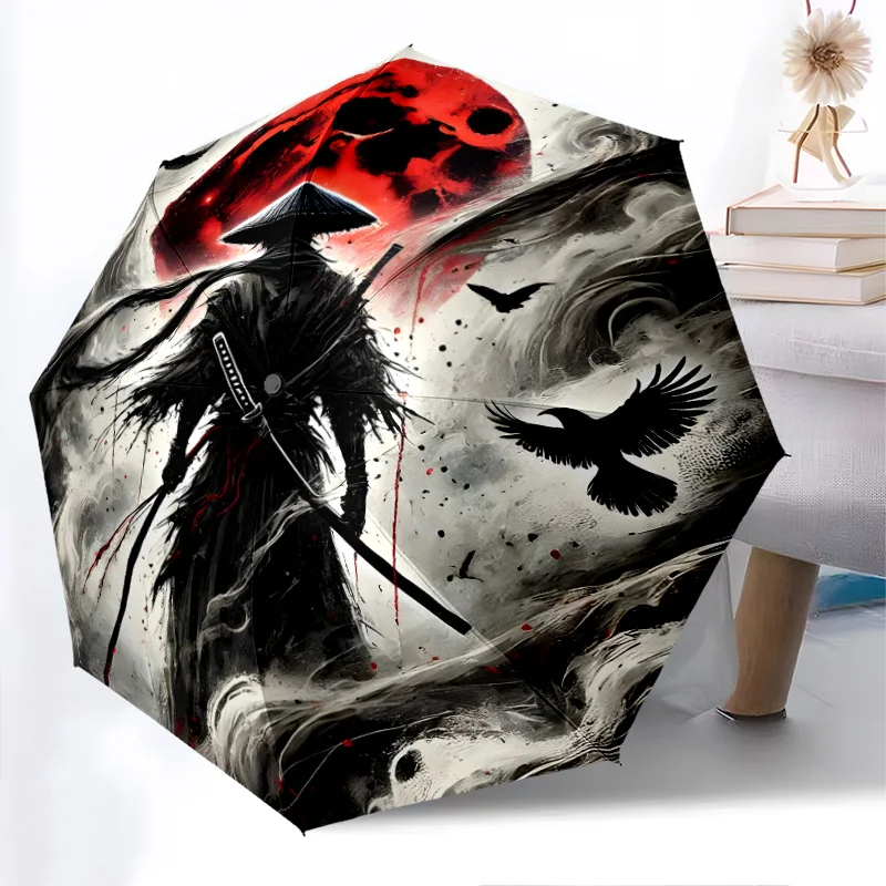 

Складной зонт Warrior, модный дизайн с автоматическим открытием, 8, железные ребра, пластиковая ручка, складной солнцезащитный козырек, идеальные праздничные подарки