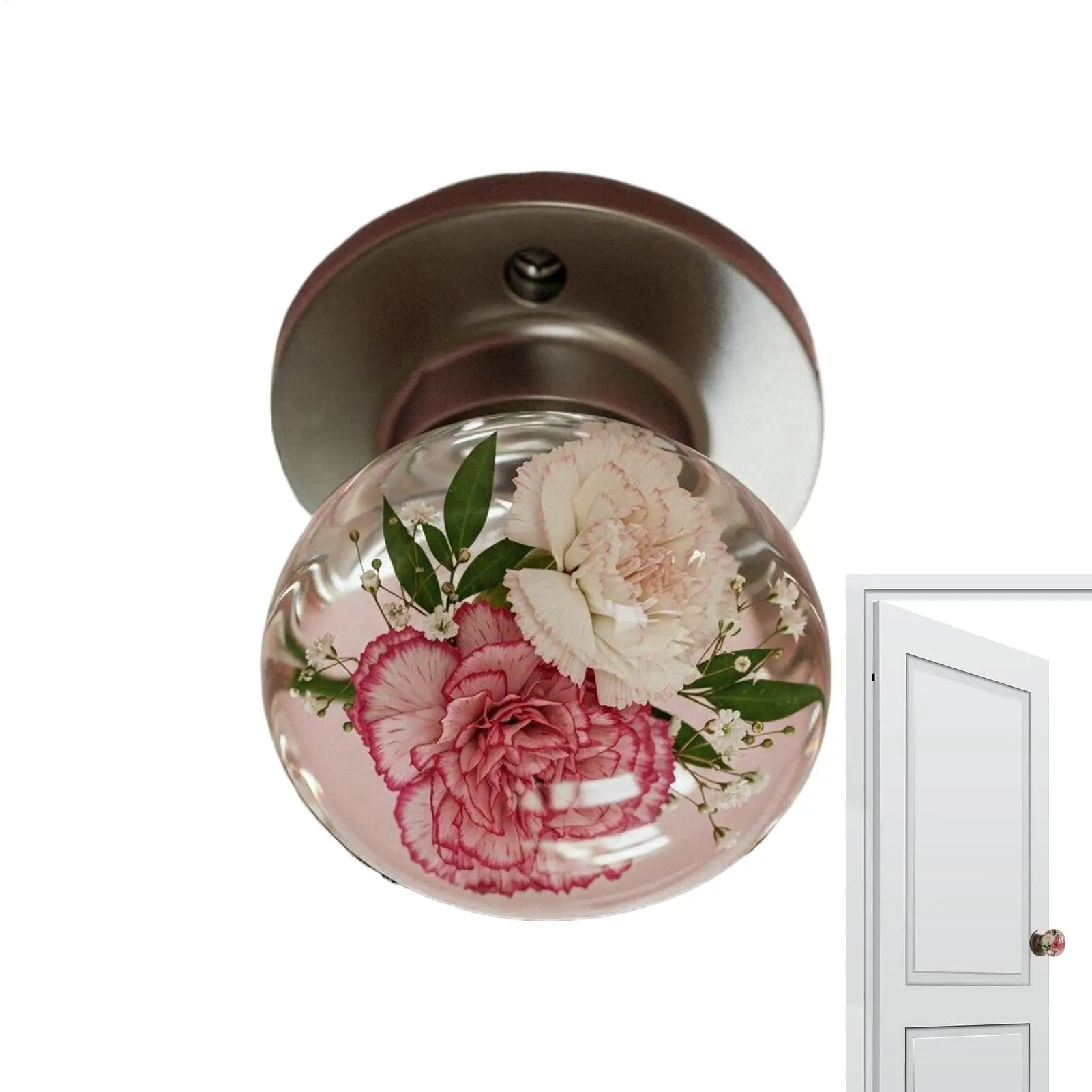 Vintage Round Cabinet Knobs Resin Drawer Cabinet Handle Lock Transparent Flower Pull Handle For Door Home Decor Wardrobe Dresser