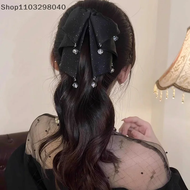 دبوس شعر أنيق من نسيج الدانتيل من حجر الراين مع مشبك سمك القرش - إكسسوارات شعر أنيقة للنساء #1