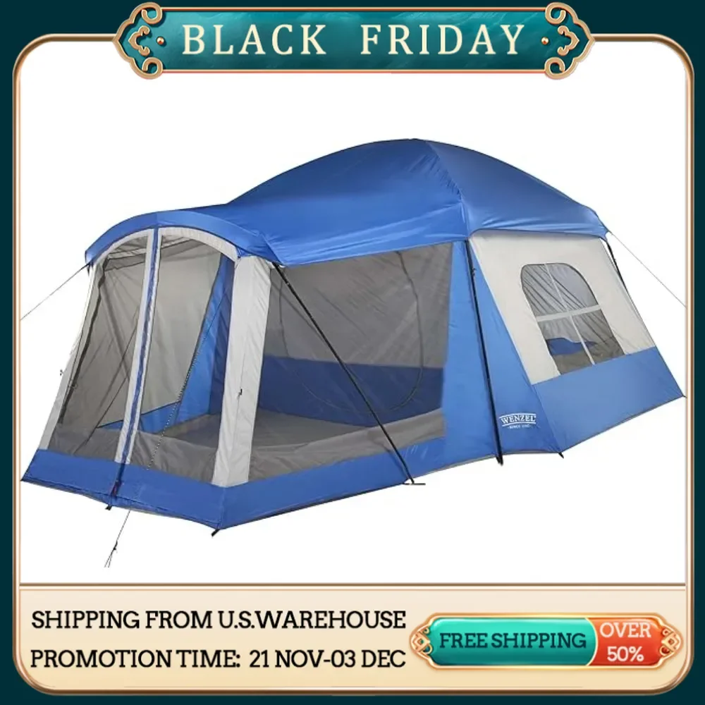 

8 Person Water Resistant Tent with Convertible Screen Room,Mesh roof vents, 2 zippered side windows with inside flaps