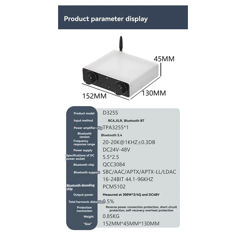 D325S Desktop AMP Headphone 300Wx2 QCC3084 XLR Amplifier Bluetooth /AAC//-LL/LDAC