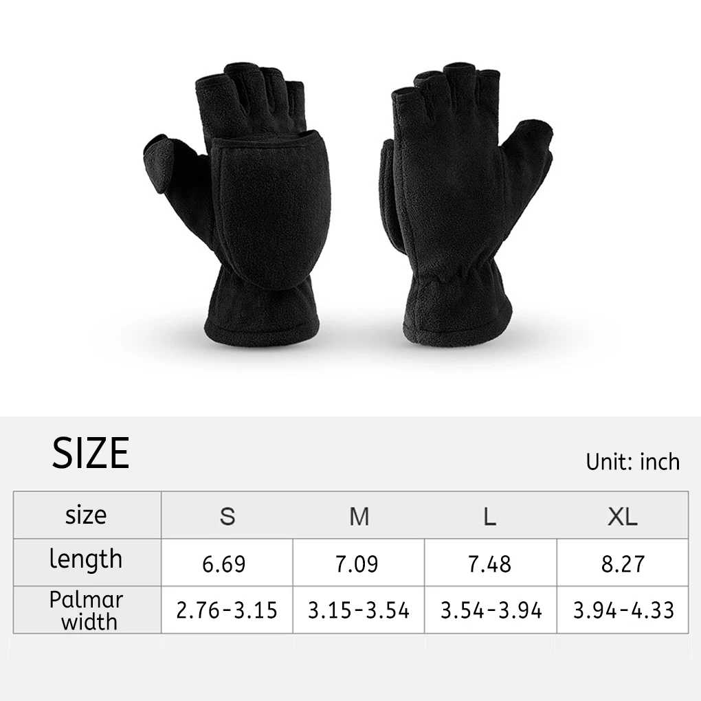 Guantes de lana sin dedos para ciclismo, manopla cálida de invierno, Convertible, medio