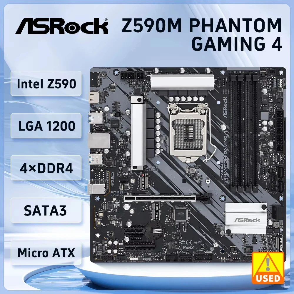 ASRock Z590M Phantom Gaming 4 Motherboard Intel Z590 LGA 1200 DDR4 128GB Support 11600 11500 10325 10900 10400 CPU ATX NVMe SSD