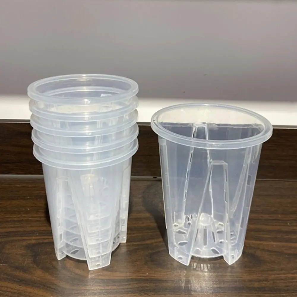 Breathable Root Control Transparent Flower Pot Plastic with Tray Phalaenopsis Orchid Pots With Stomata Beautiful Planting Pot