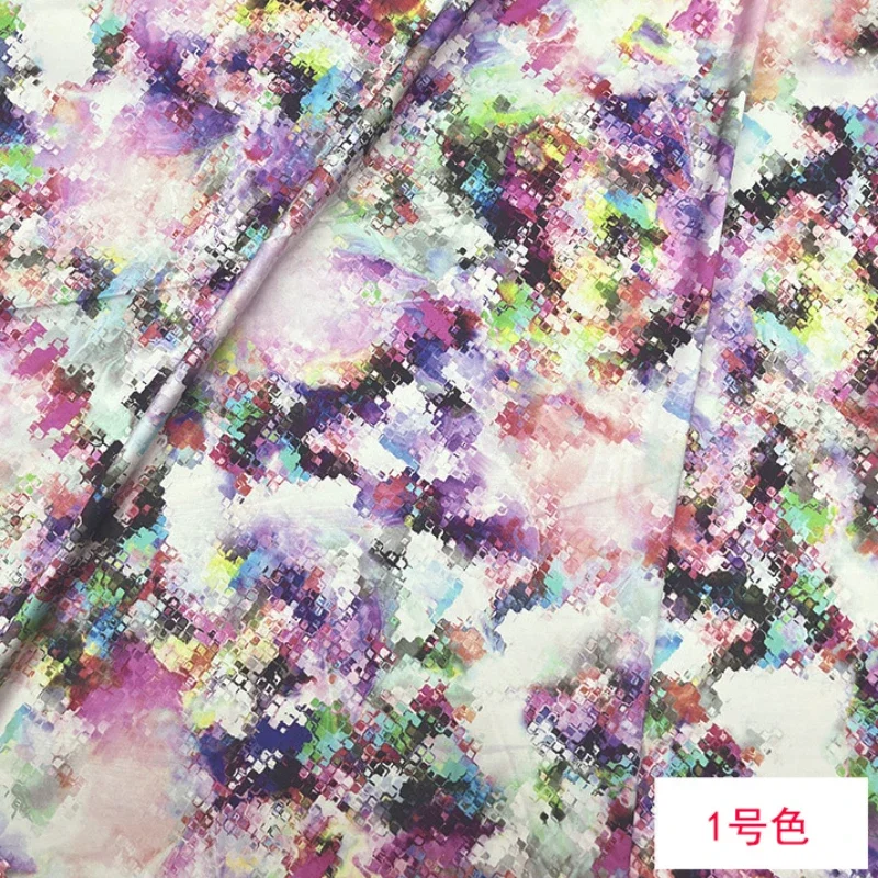 Summer Mulberry Silk Stretch Satin Printed Satin Fabric Spring Summer for Dress Cloth Per Meter for Sewing Diy Spandex Material