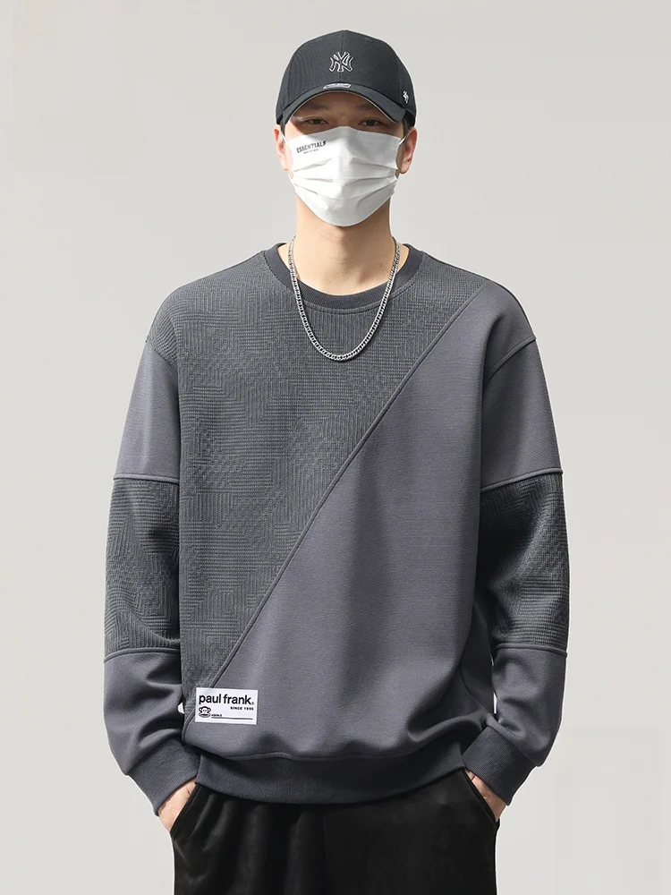 

PaulFrank Monkey American Trendy Splice Sweatirt Men's Loose Casual round Ne Spring Autumn Versatile Comfortable Cotton B...