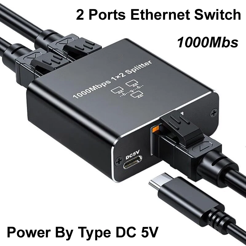 New 2026 1000Mbps RJ45 Splitter 1 To 2 Adapter Network Splitter Cable Extender Gigabit LAN Connector for PC Laptop TV Router
