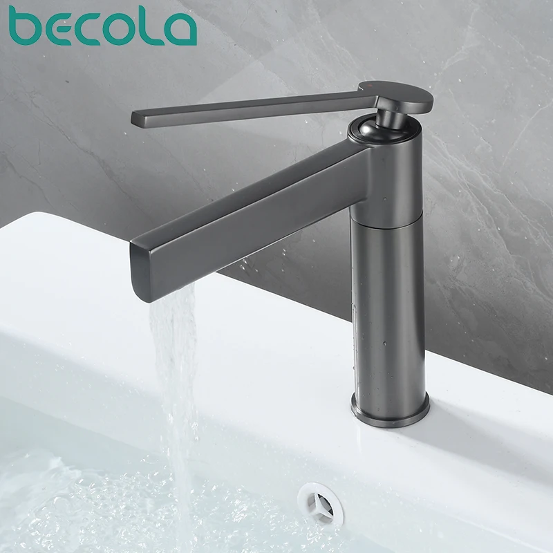 

Becola Basin Faucet Brass Bathroom Faucet Mixer Tap Black/Chrome Wash basin Faucet Single Handle Hot and Cold Lavotory Faucet