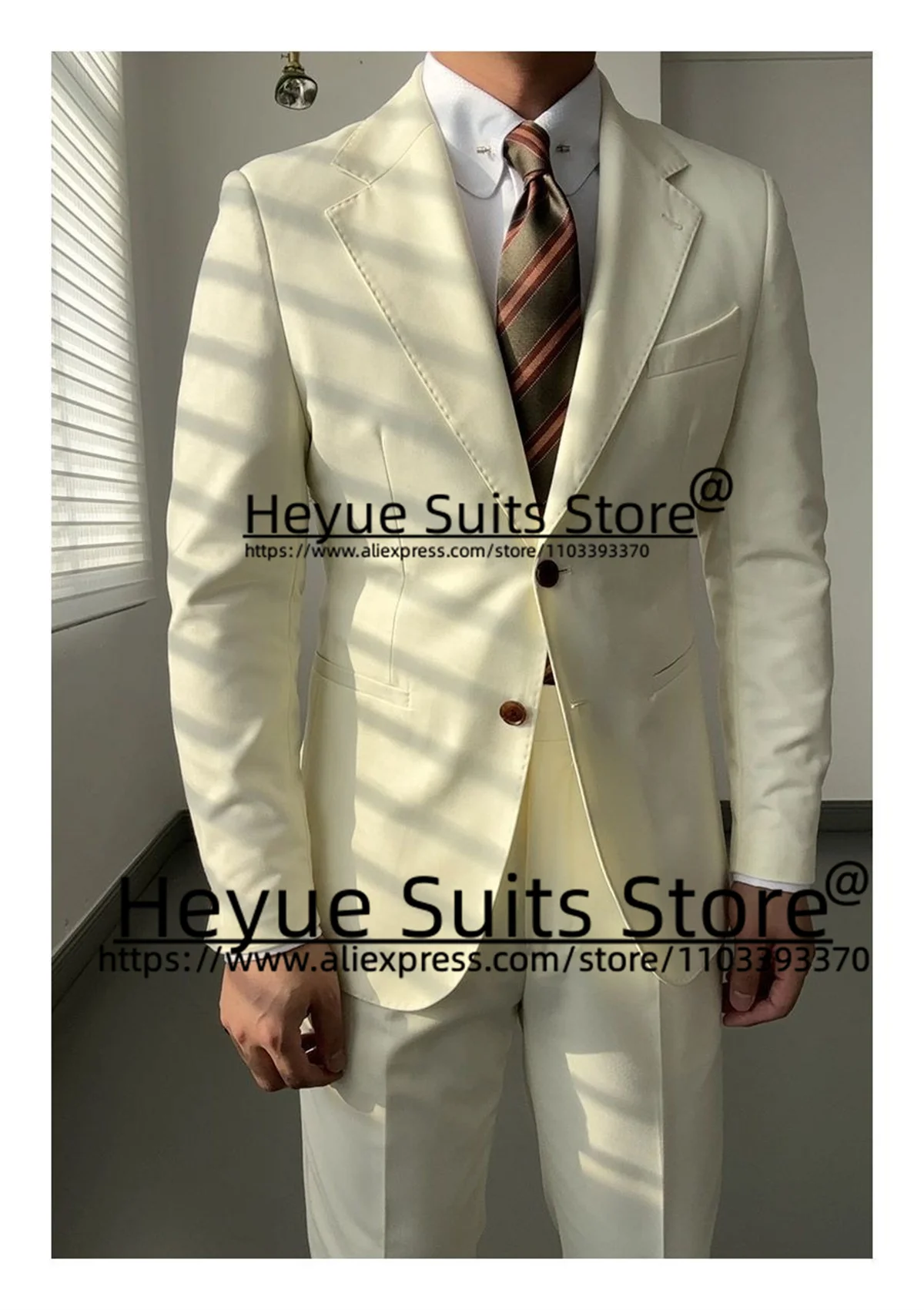 Beige Wedding Classic Men Suits Slim Fit Notched Lapel Groom Formal Tuxedos Tailor Made 3 Pieces Sets terno masculinos completo