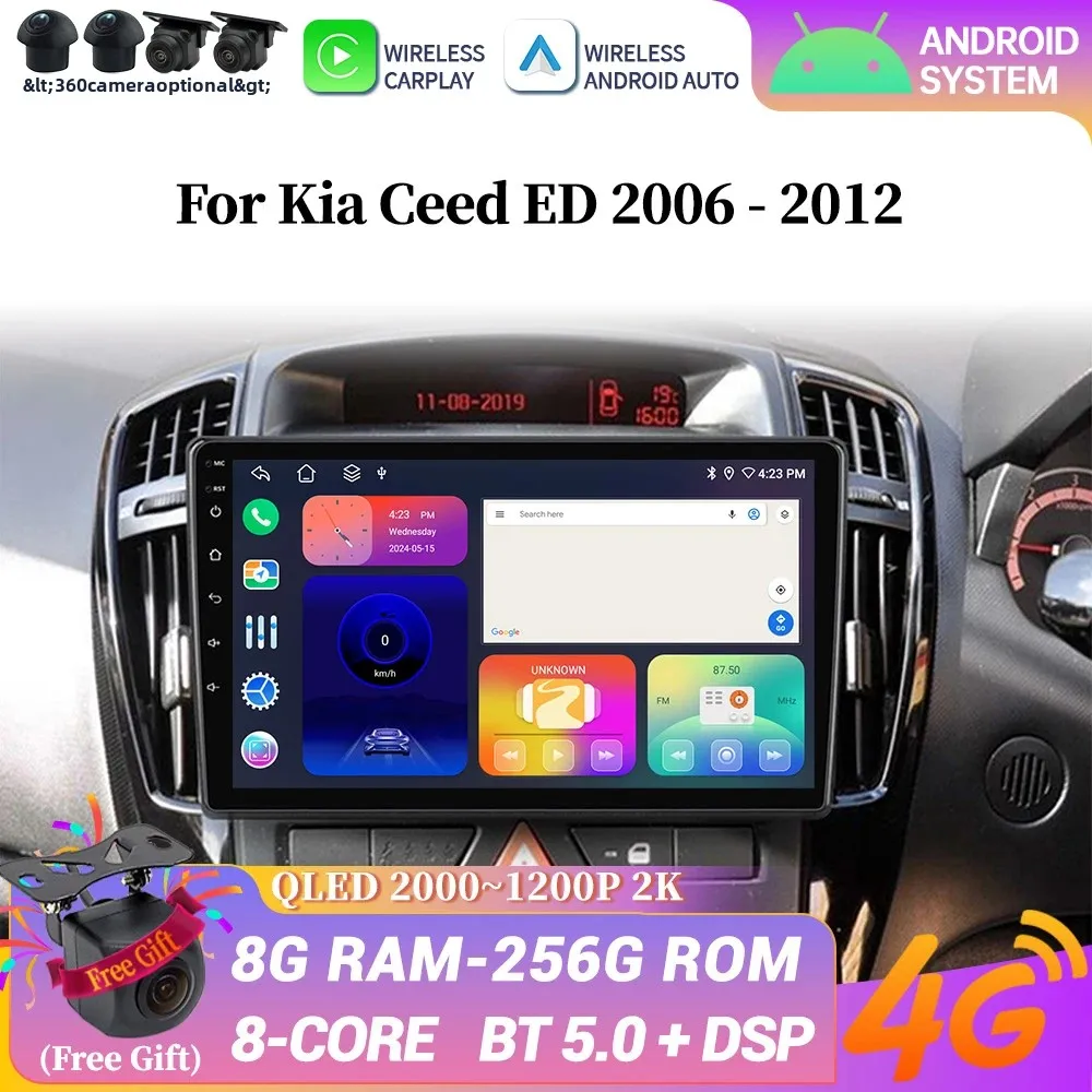 

For Kia Ceed ED 2006 2007 2008-2012 Android 14 Car Radio Multimedia Navigation GPS Wireless Carplay Bluetooth Head Unit Screen