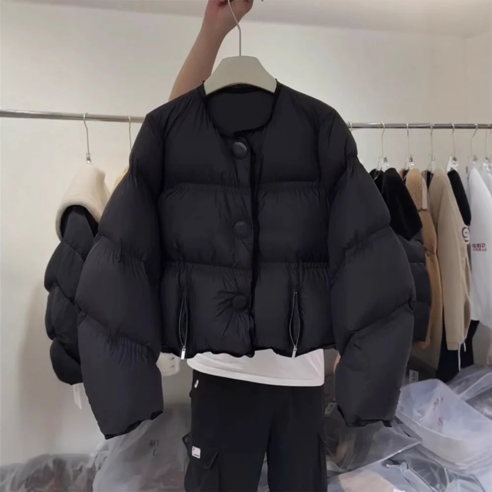 

Korean Style Cotton Jacket Women's Loose Casual Thick Winter Fashionable Warm Outwear High-end Round Neck Long Sleeved Top