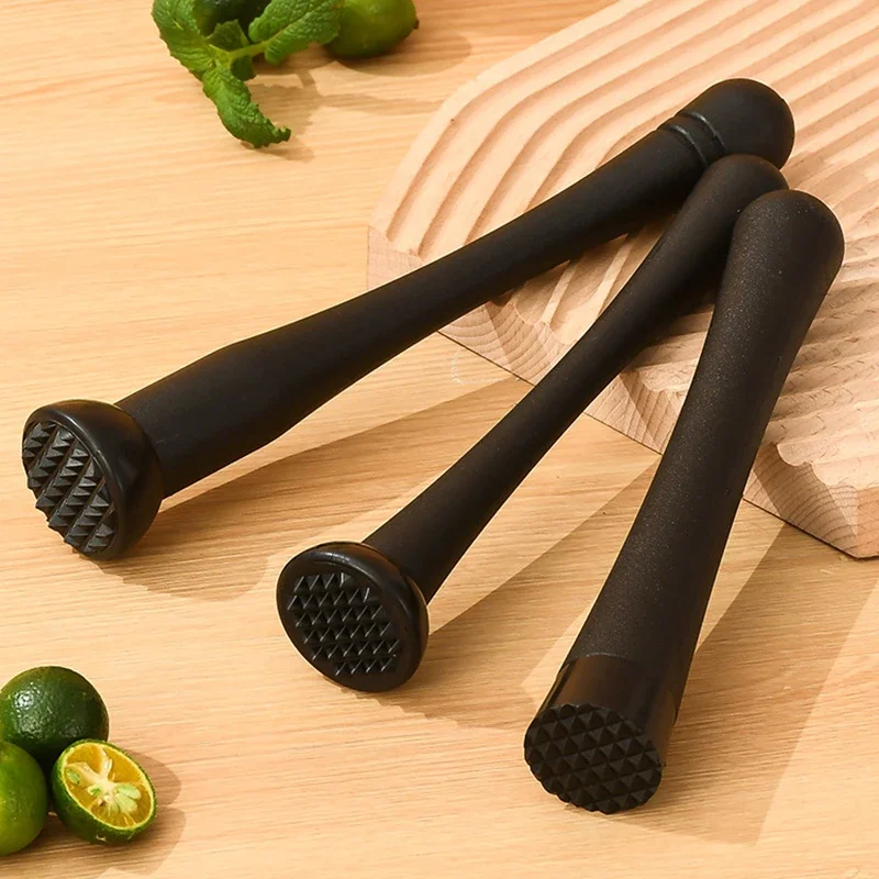 Professional Bar Muddler Stainless Steel Drink Mashing Pestle Nylon Head Fruit Cocktail Mixer for Mojito Beverage Making