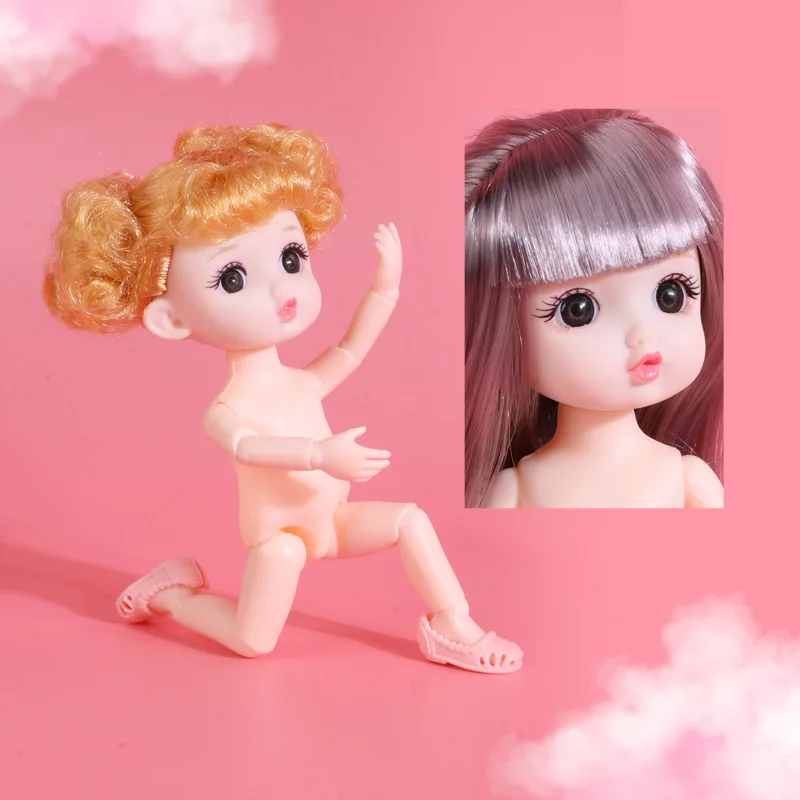 New Cute Girl Doll 17cm Doll 1/8 BJD Doll 3D Eye Joint Movable Doll Toy Naked Doll Kids Girls Toy Gift