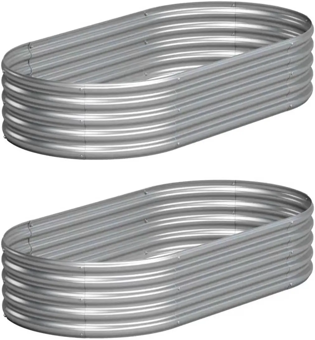 

Комплект из 2 оцинкованных овальных металлических грядок для выращивания овощей и трав на открытом воздухе