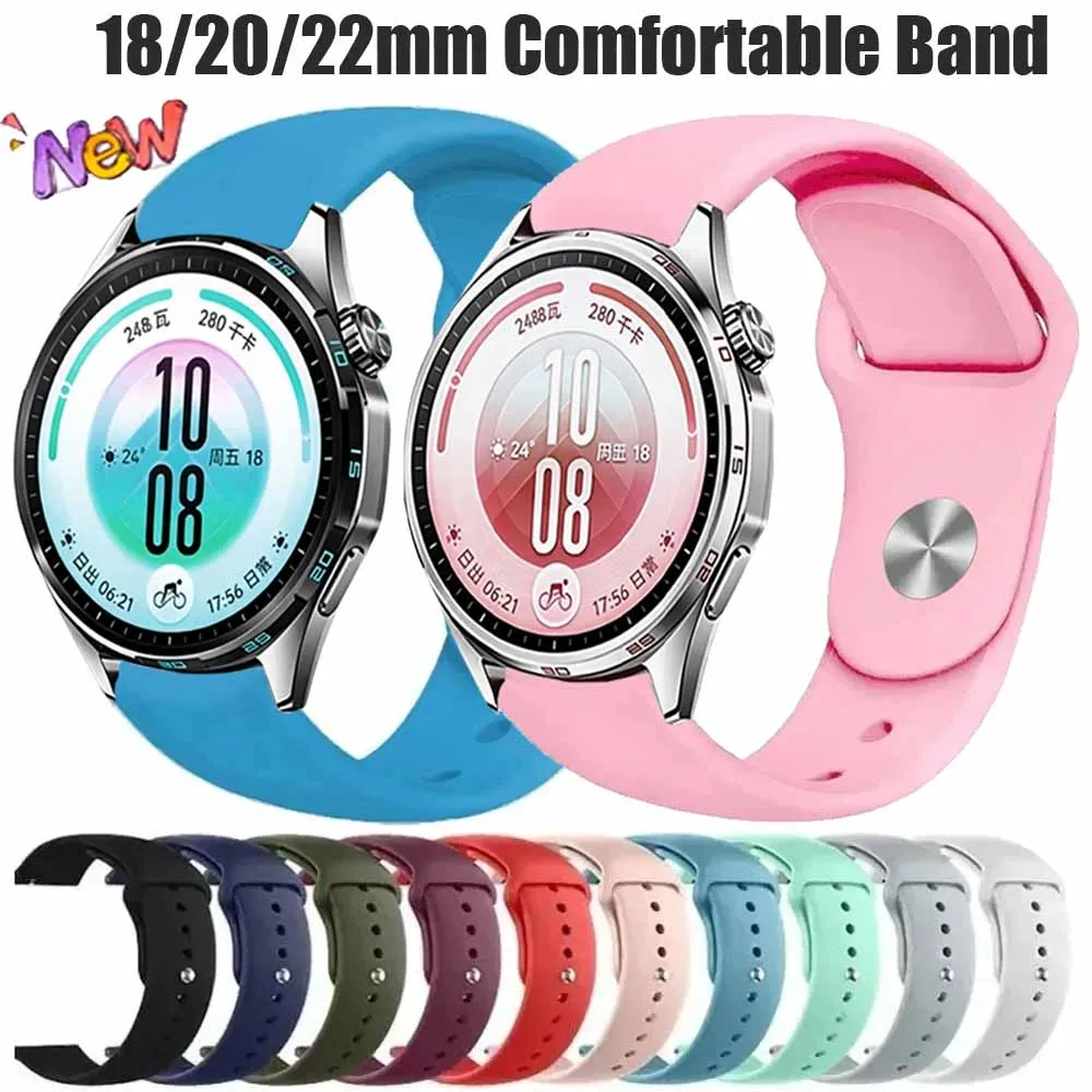18/20/22mm Soft Silicone Strap for Huawei Watch 5 GT7-6-5 Pro 46mm Wristband for Huawei Watch GT7-6-5-4 46/41mm Sports Accessory