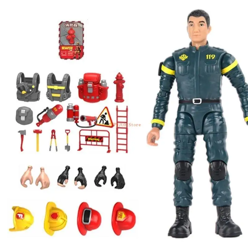 

U50F Interaction Model Figure Moveable Firefighter Man Figurine Toy Boy Collection