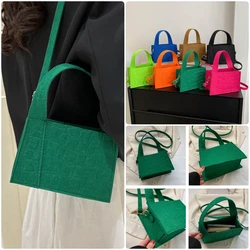 Vintage Women Felt Small Square Bag Simple And Versatile Stone Texture Handbag Fashion Casual Shoulder Bag Messenger Bag