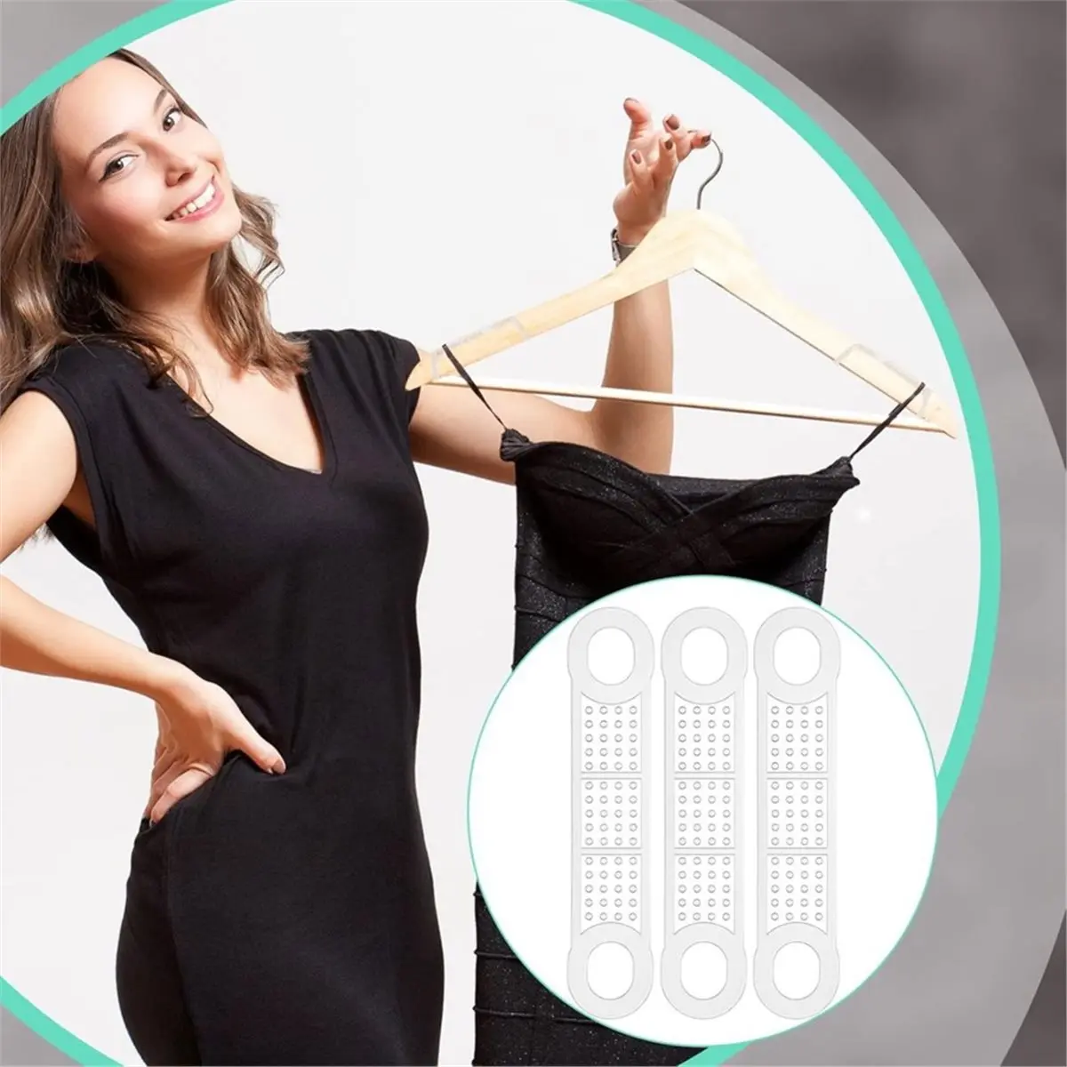 Multi-use Gear 200 Pcs Non Slip Silicone Clothes Hanger Grips Clear Silicone Clothing Hanger Strips Clothes Hanging Accessories