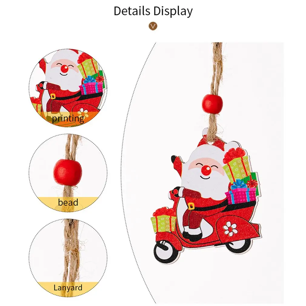 Christmas Wooden Tree Pendant Christmas Decorations 4 Grid Wooden Box Cartoon Print Hanging Gnomes Tree Pendants Hanging