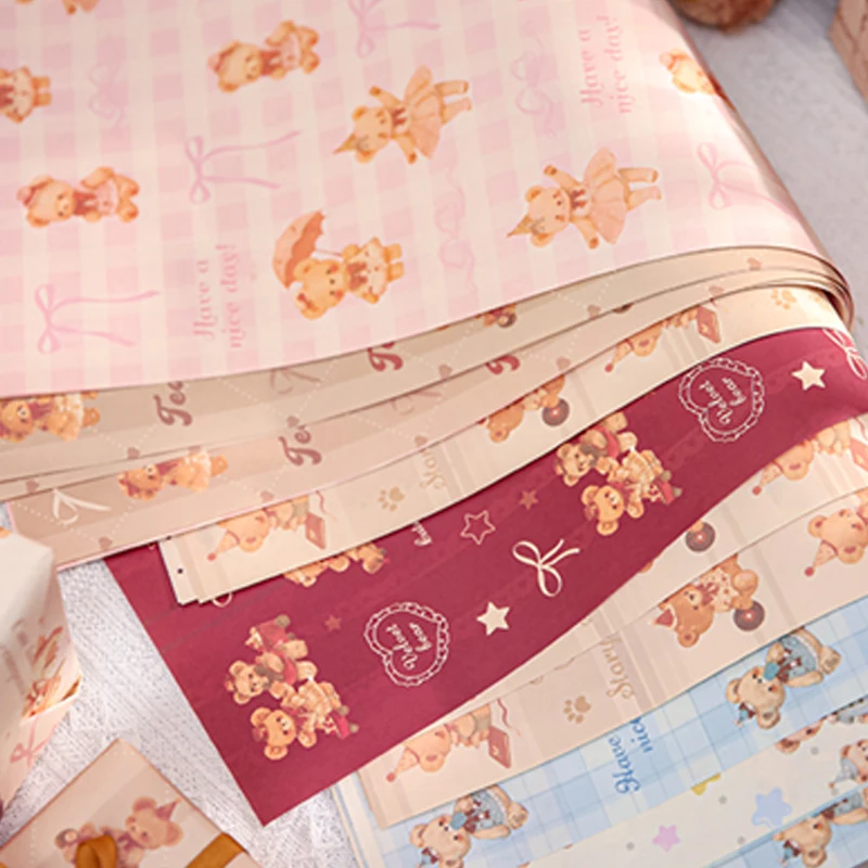 미스터 종이 10 장/가방 Kawaii 귀여운 곰 테마 aquascape 포장지 DIY 포장 선물 가방 종이 상자 꽃다발