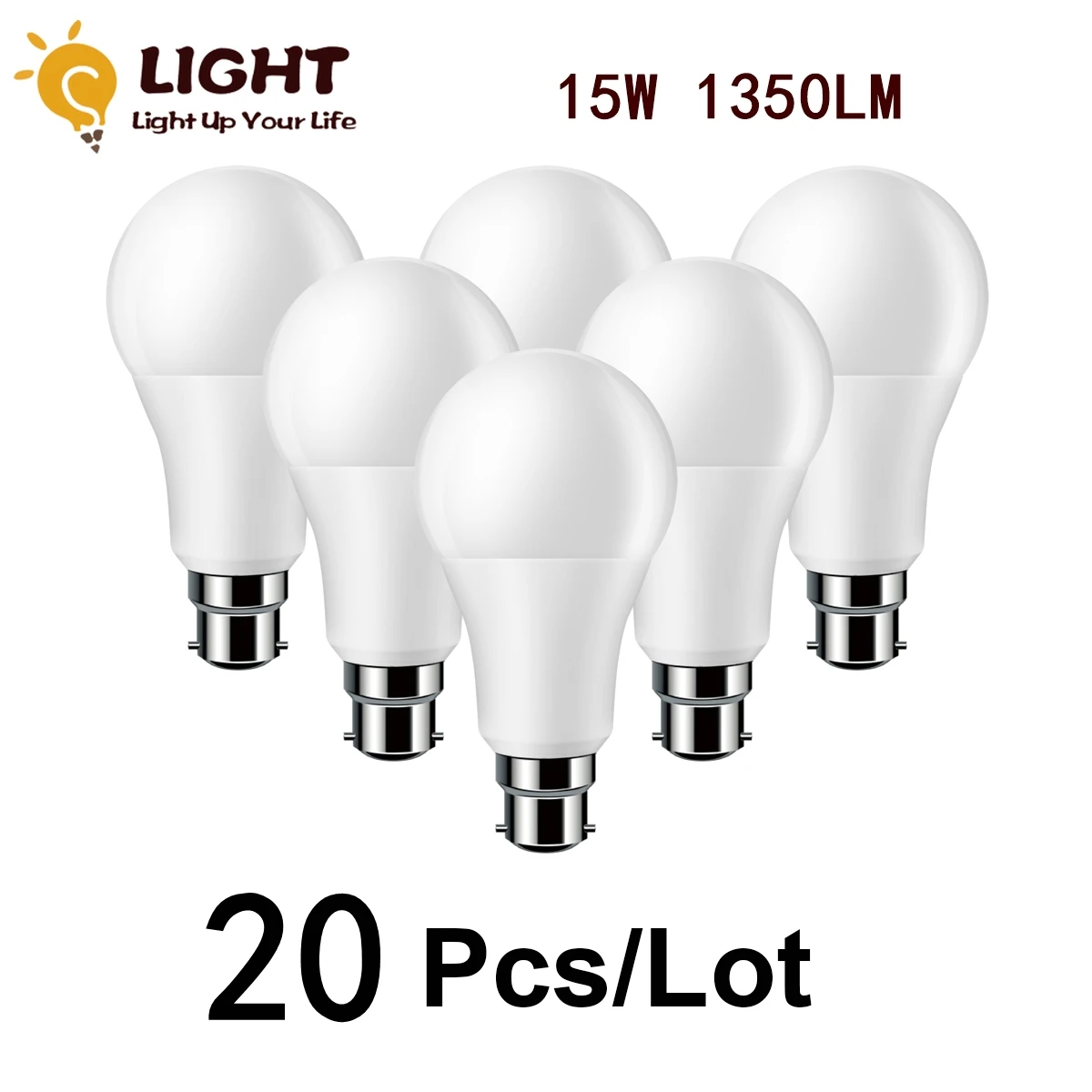 

20PCS 2022 Focos High Brightness LED Bulb Lamps A60 E27 B22 AC220V-240V 15W Power 3000K/4000K/6000K Lampada Energy Saving Lamp