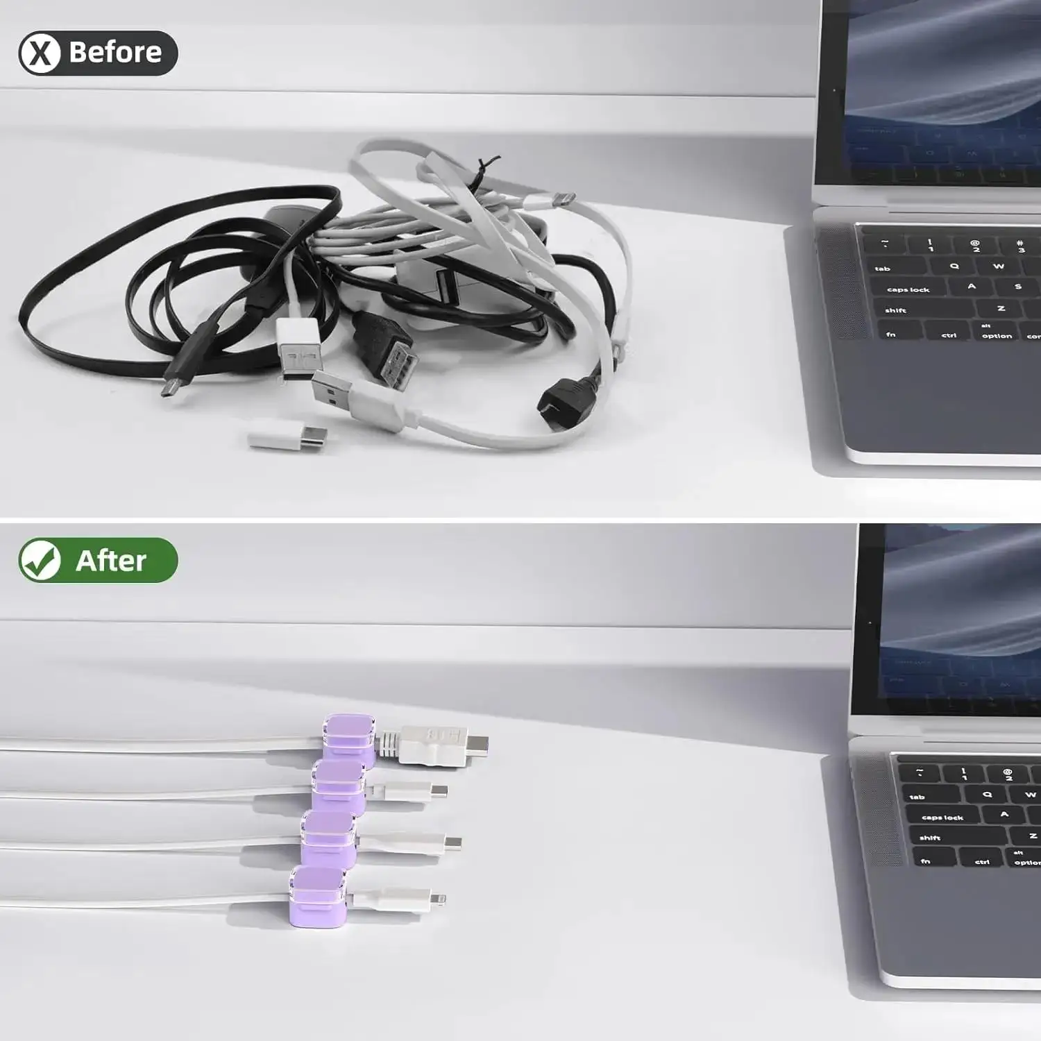 6Pcs Magnetic Cable Organizer Clips Acrylic Cable Management Clip Smooth Adjustable Cord Holder For Table Edge Wire Management