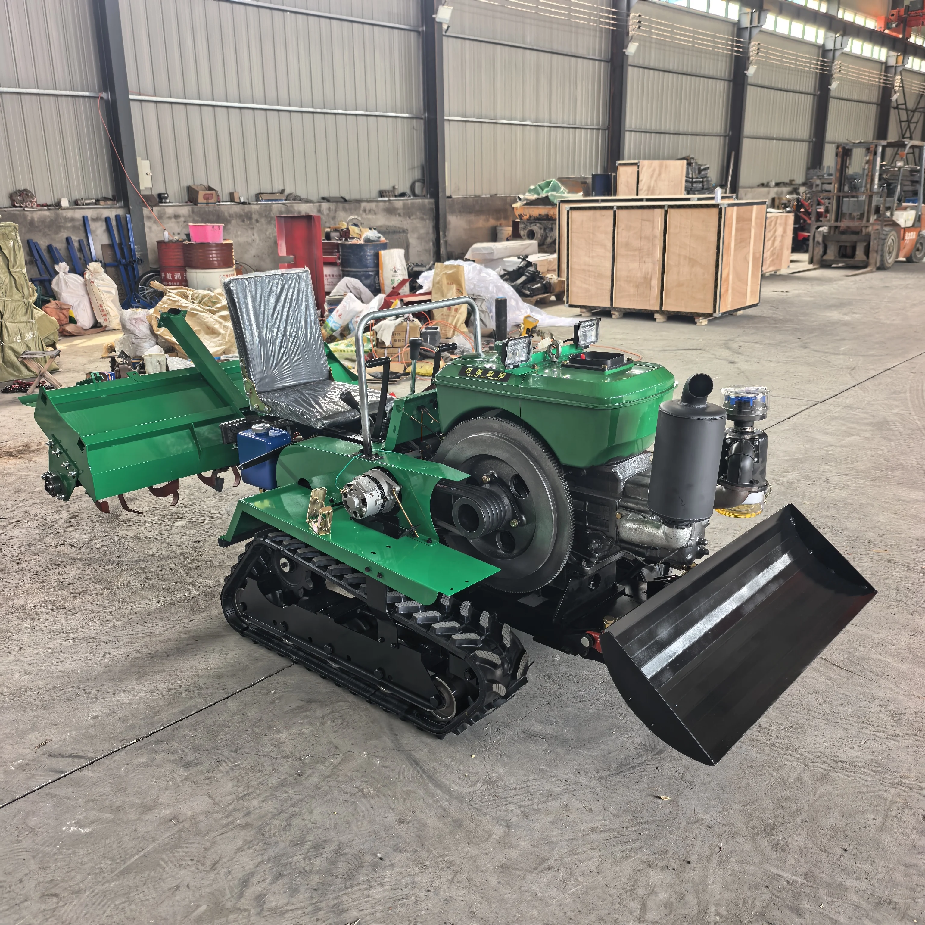 New Diesel Mini Crawler Garden Tractor Rotary Tiller & Cultivator with Core Pump Ride-On Wheel for Agriculture Retail