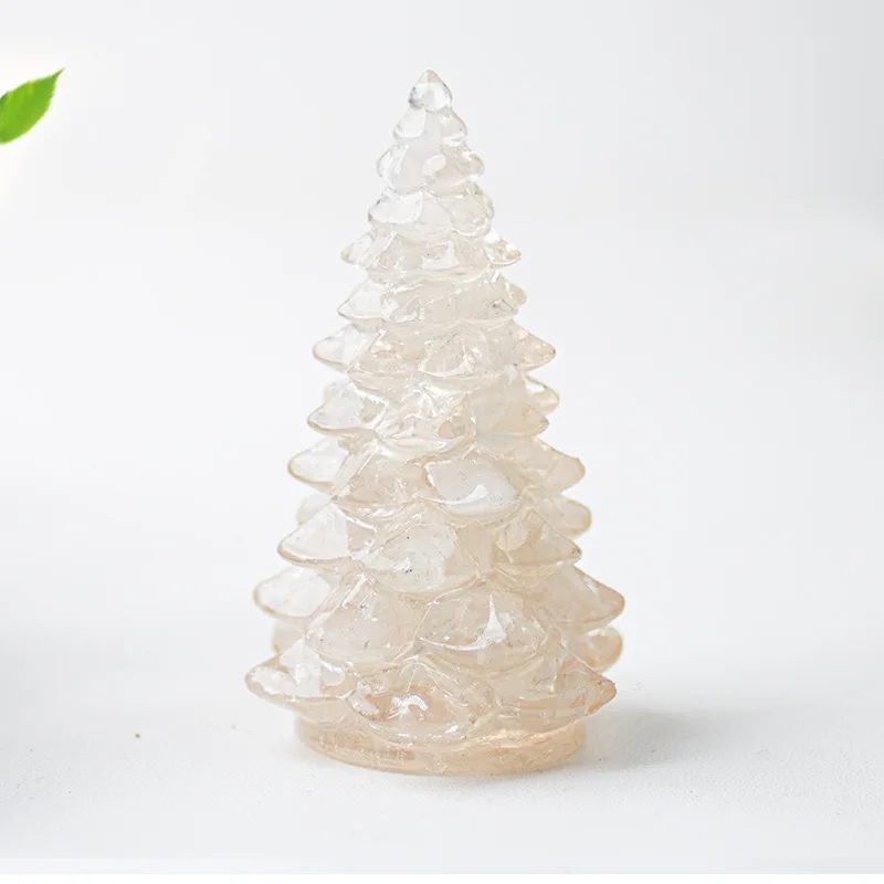 Natural Resin Crystal Gemstone Christmas Tree Handcrafted Resin Sculpture Home Crafts Christmas Table Ornament Holiday Gift
