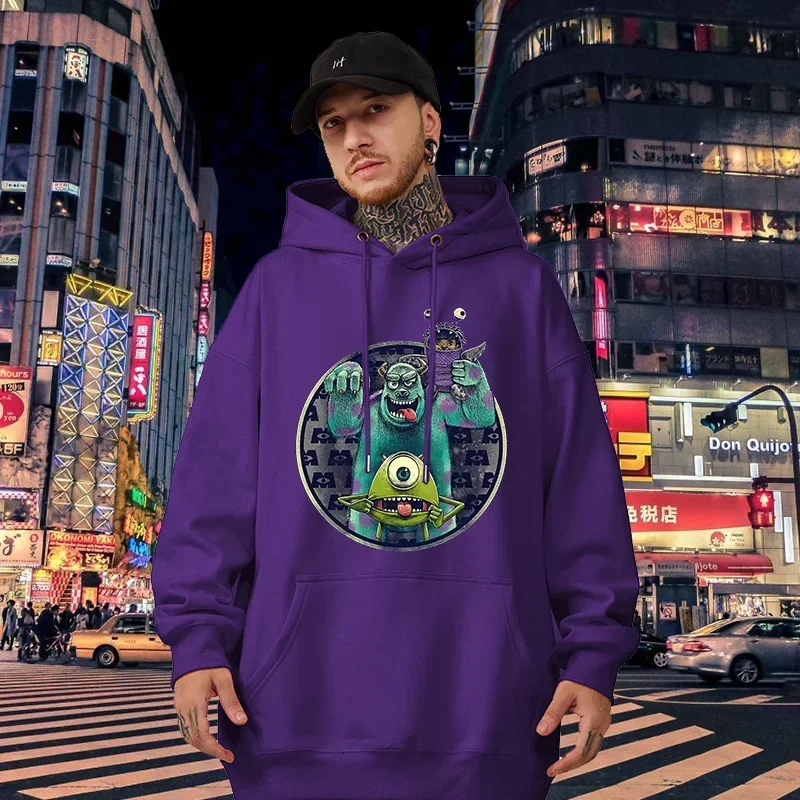 Male Sweatshirts Pocket Disney Monster University Sullivan Mike Print Clothing Cozy Popular Men Hoodies Autumn Winter Pullover