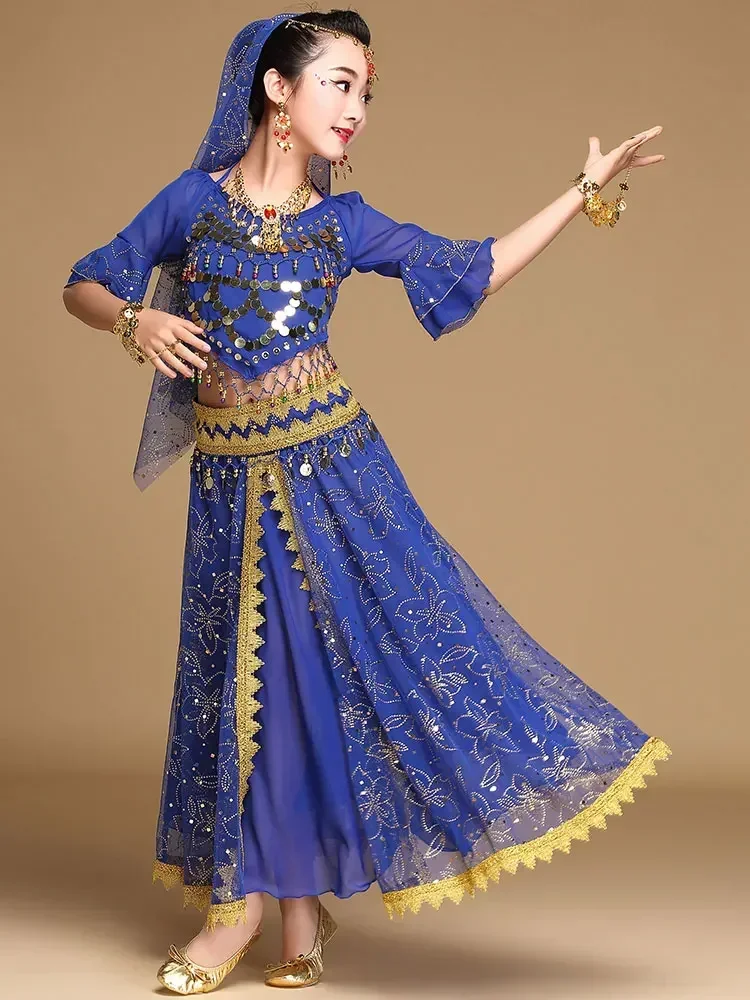 Costume di danza del ventre per bambini vestito da ballo indiano per bambini costumi di danza Bollywood per abbigliamento da spettacolo per ragazze