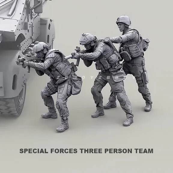 مجموعات نماذج 1/35 من طاقم القوات الخاصة الحديثة (3 أشخاص) عديم اللون ومجموع ذاتيًا A-2110 #4