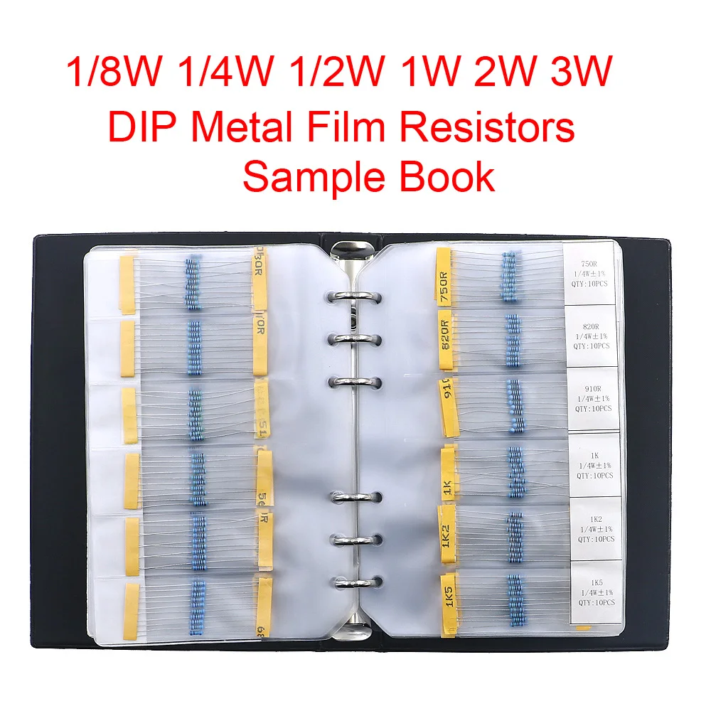 1/8W 1/4W 1/2W 1W 2W 3W 0R - 10M Rezystory z folii metalowej Przykładowa książka DIY Różne zestawy