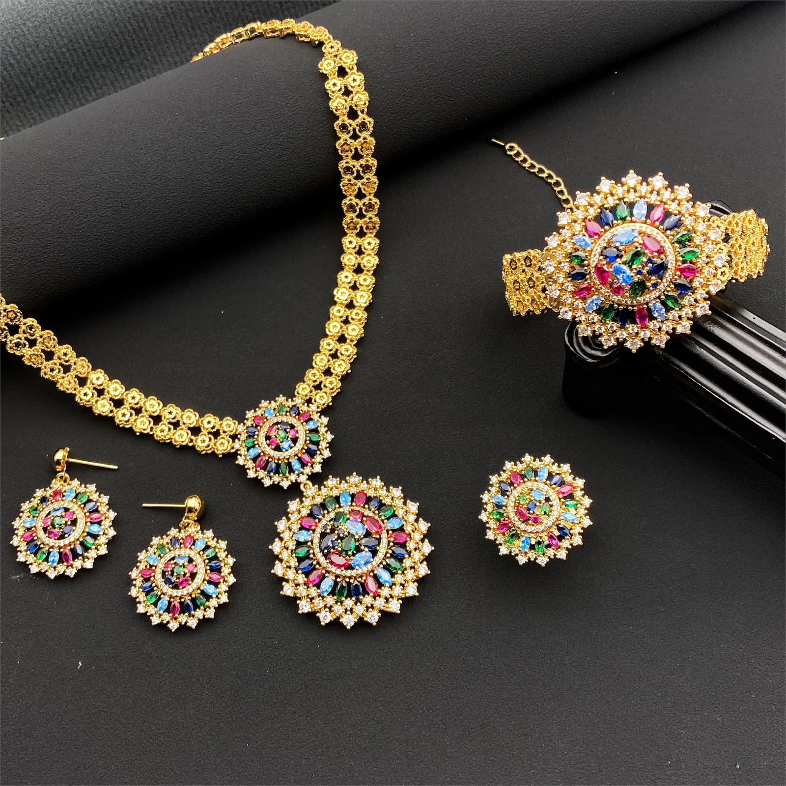 New plated Jewelry Set Bridal Cubic Zirconia for  Woman's Party Gift Jewelry Sets Nigeria Wedding Jewelry Factory LIBYA