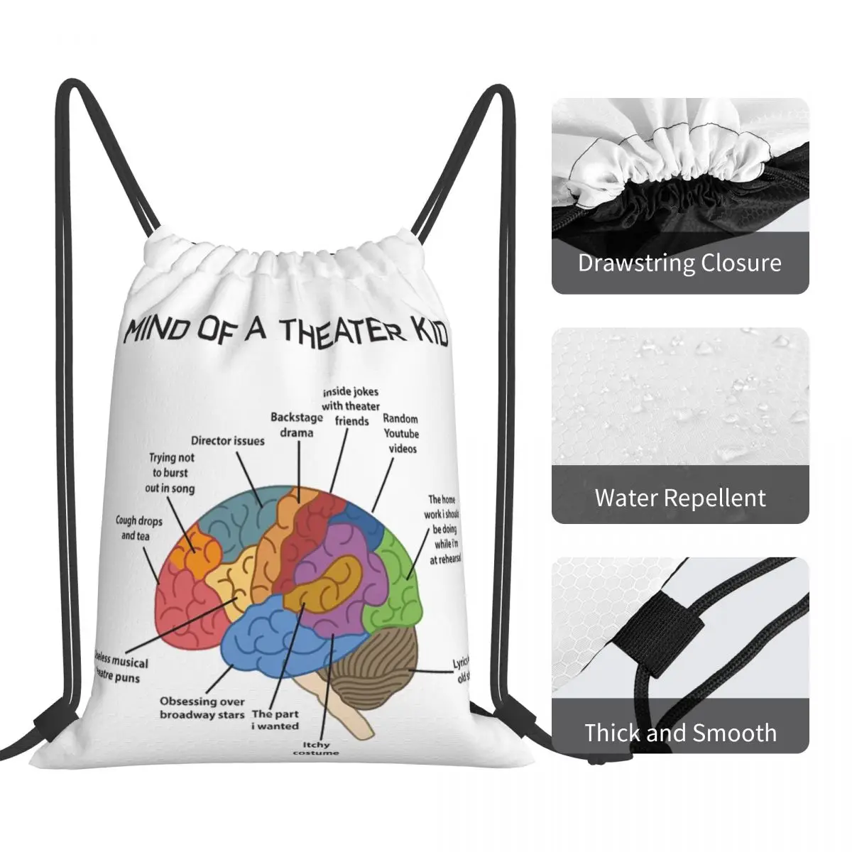 Mind Of A Theater Kid Backpacks Multi-function Portable Drawstring Bundle Pocket Sports Bag Book Bags For Travel Students