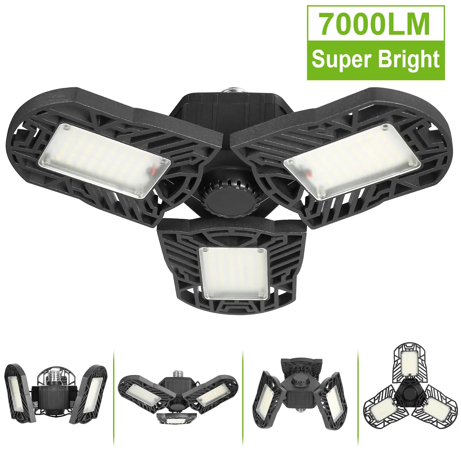 LED Garage Light E26/E27 80W 7000LM 6500K Garage Ceiling Light Deformable Workshop Lamp LED Ceiling Light